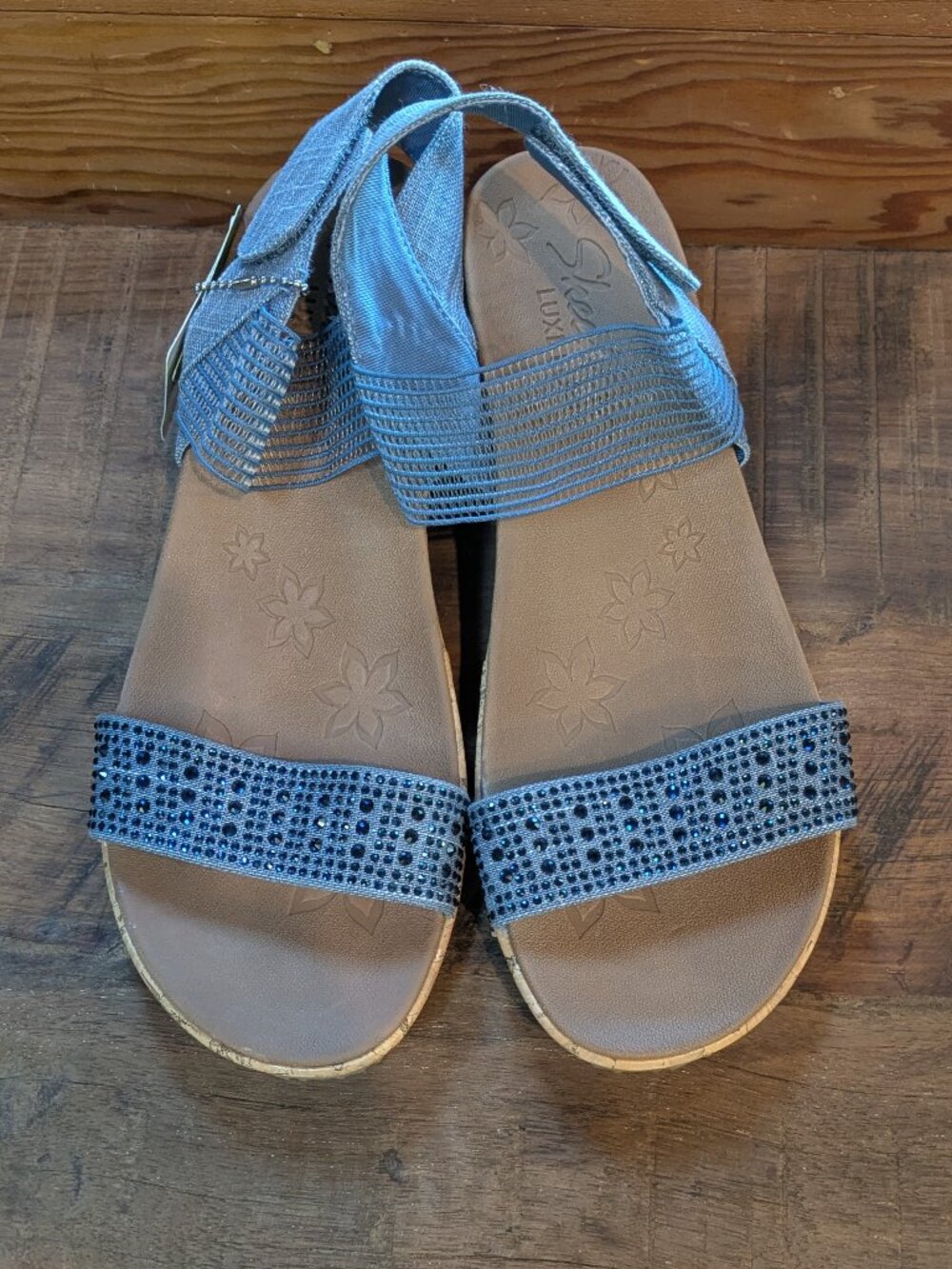 NEW Skechers "Beverlee Pretty Chic" Cork Wedge Sandals - Picture 2 of 10